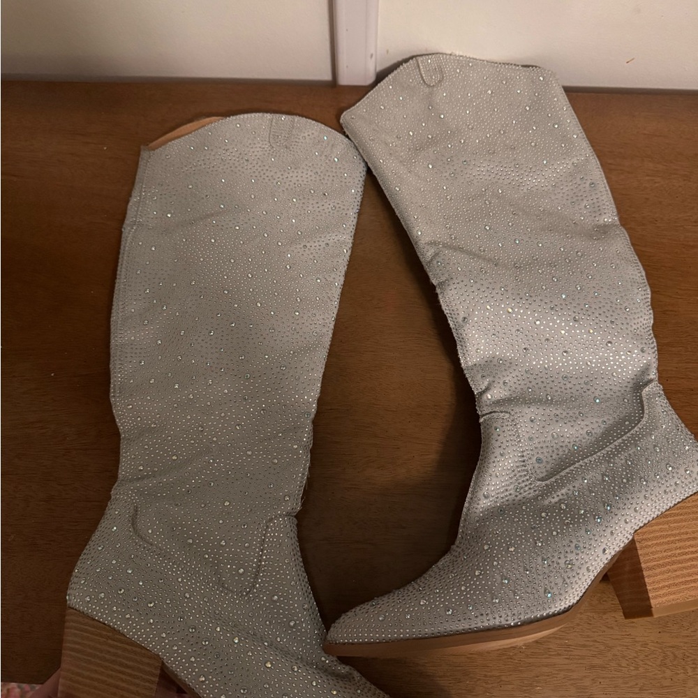 Unworn silver Knee-High Women's Boots